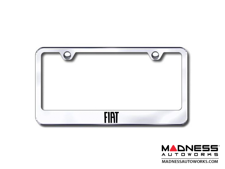 License Plate Frame - Standard - Polished Stainless Steel w/ FIAT Logo